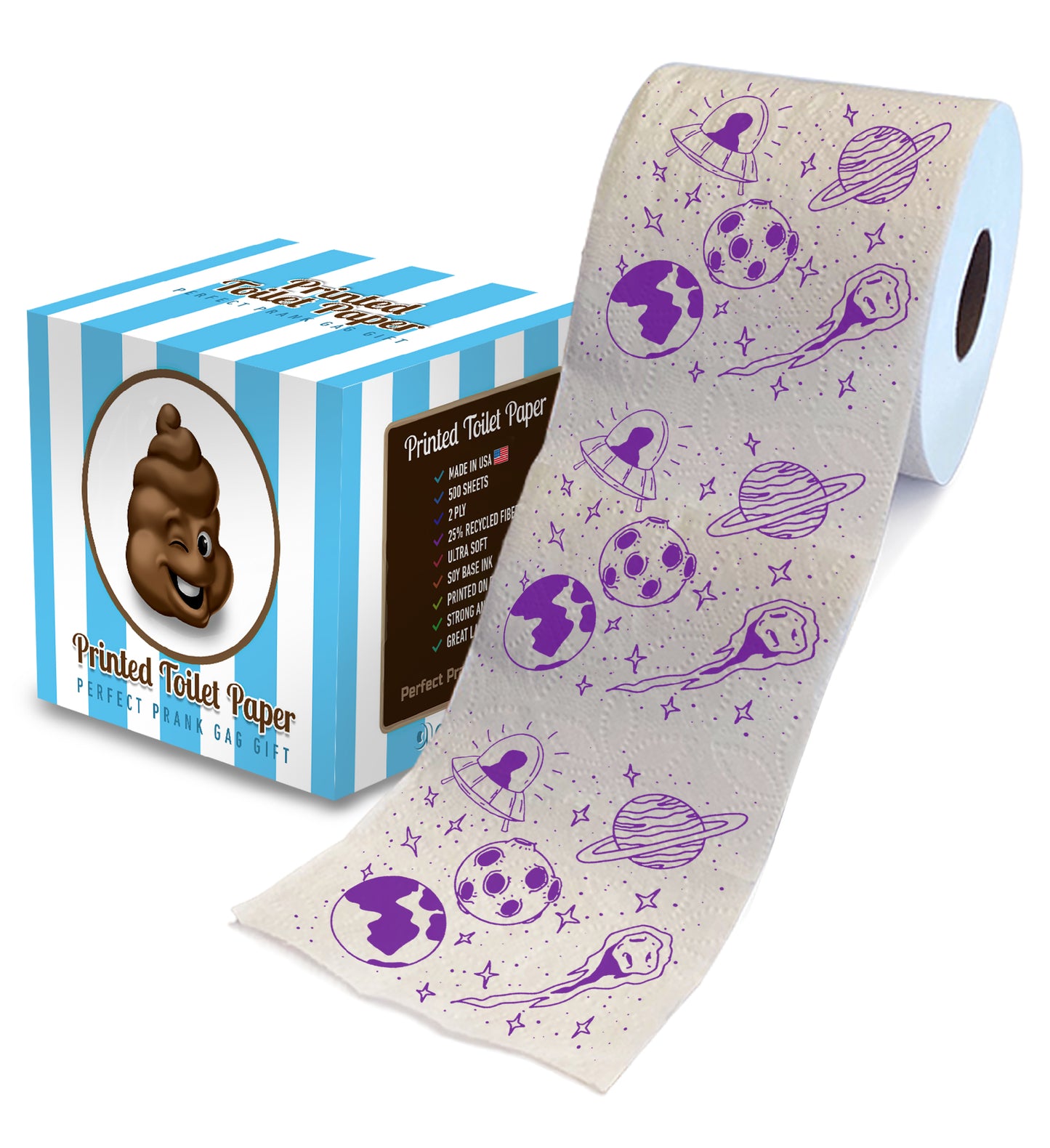 Printed TP Space Pattern 2 Ply Toilet Paper Bathroom Tissue Paper - 500 Sheets