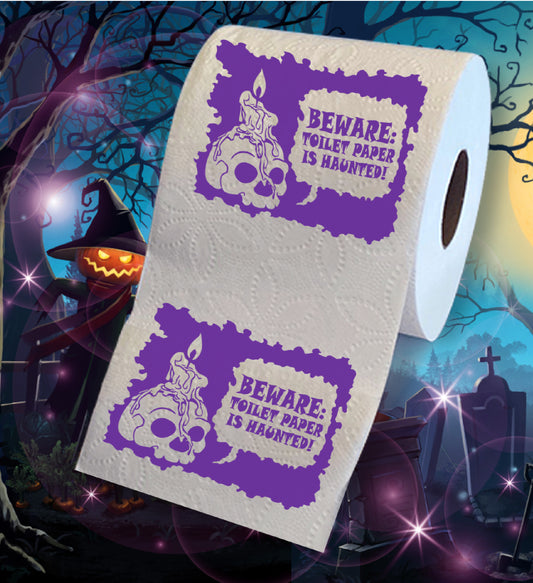 Printed TP Halloween Beware: Toilet Paper is Haunted Funny Gag Gift – 500 Sheet