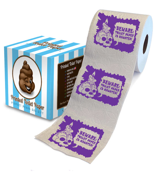 Printed TP Halloween Beware: Toilet Paper is Haunted Funny Gag Gift – 500 Sheet