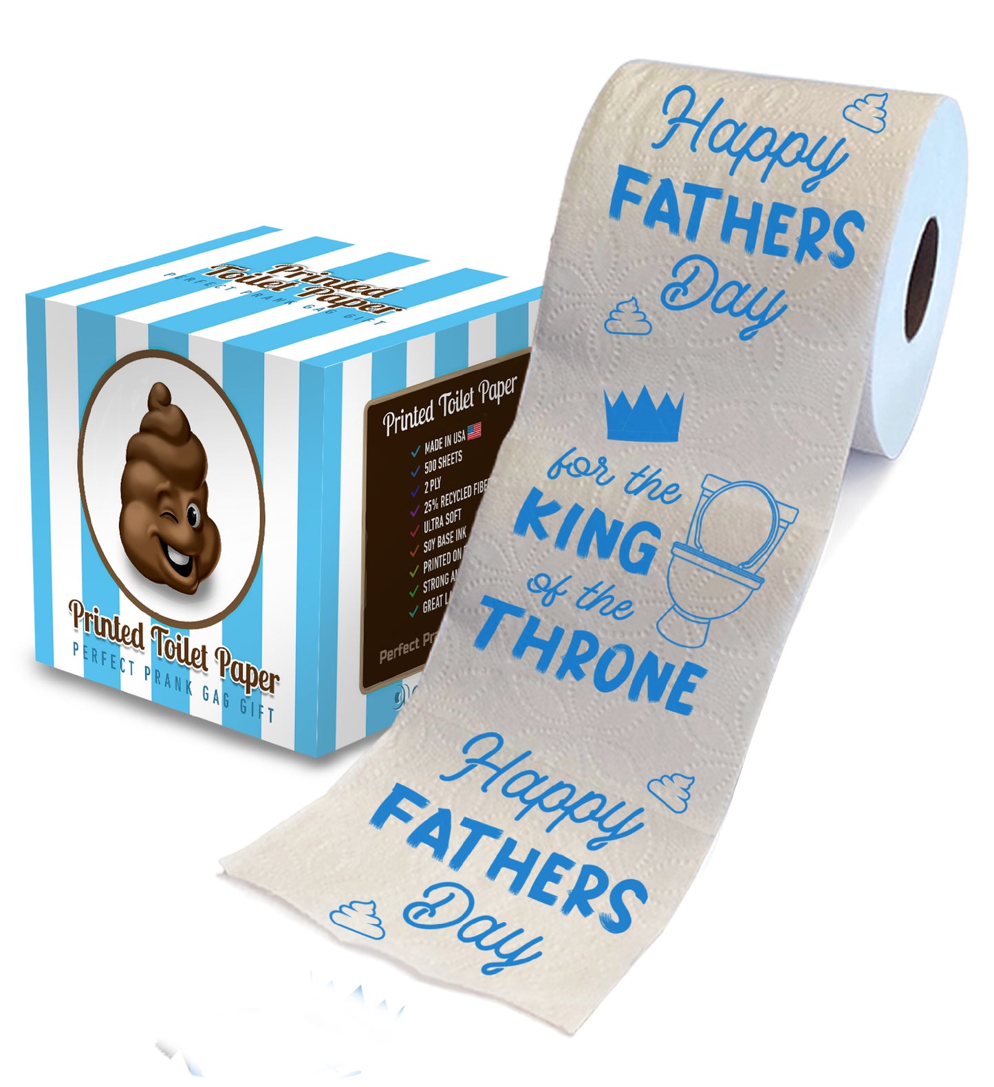 Printed TP Happy Fathers Day For the King of the Throne Toilet Paper, 500 Sheet