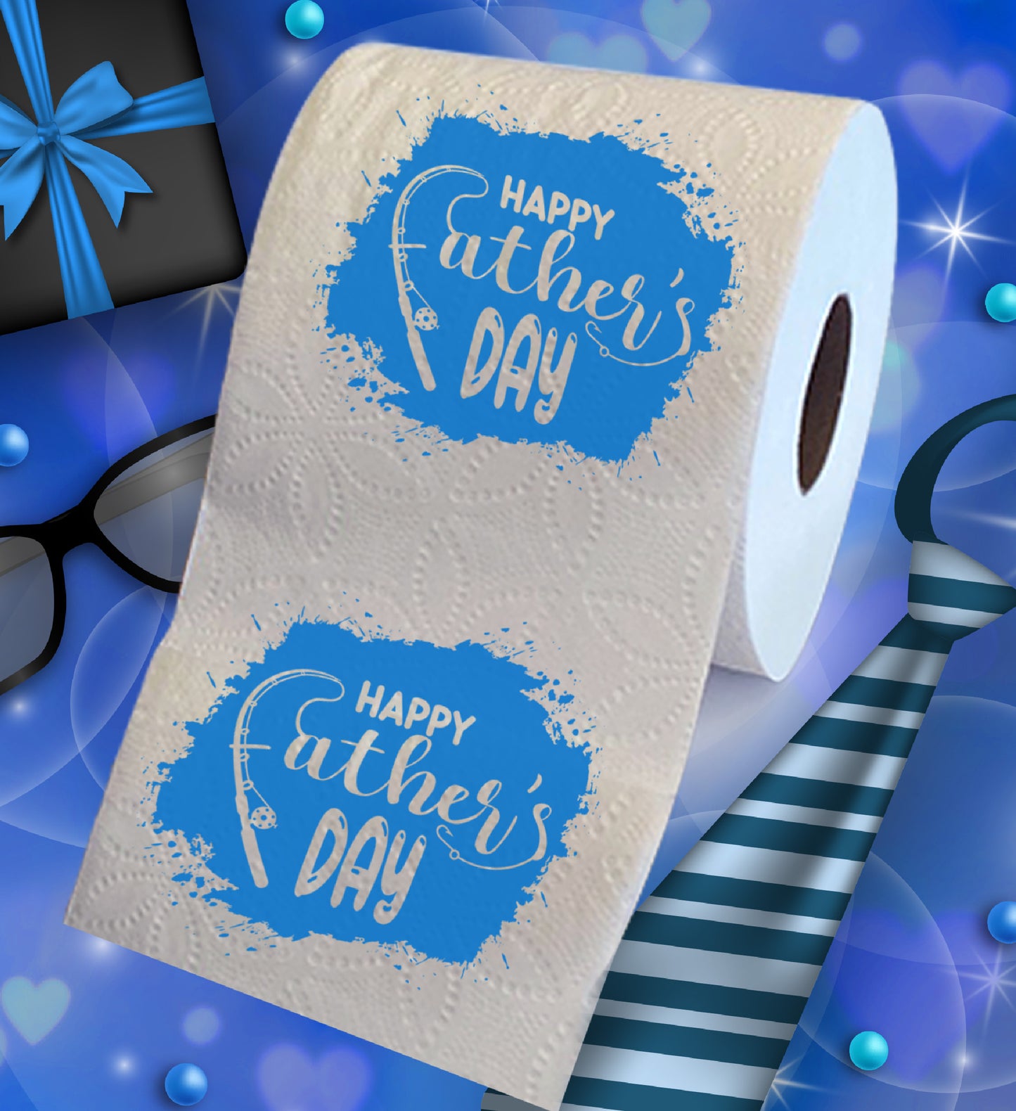 Printed TP Happy Fathers Day Fishing Rod Cartoon Toilet Paper Roll – 500 Sheets